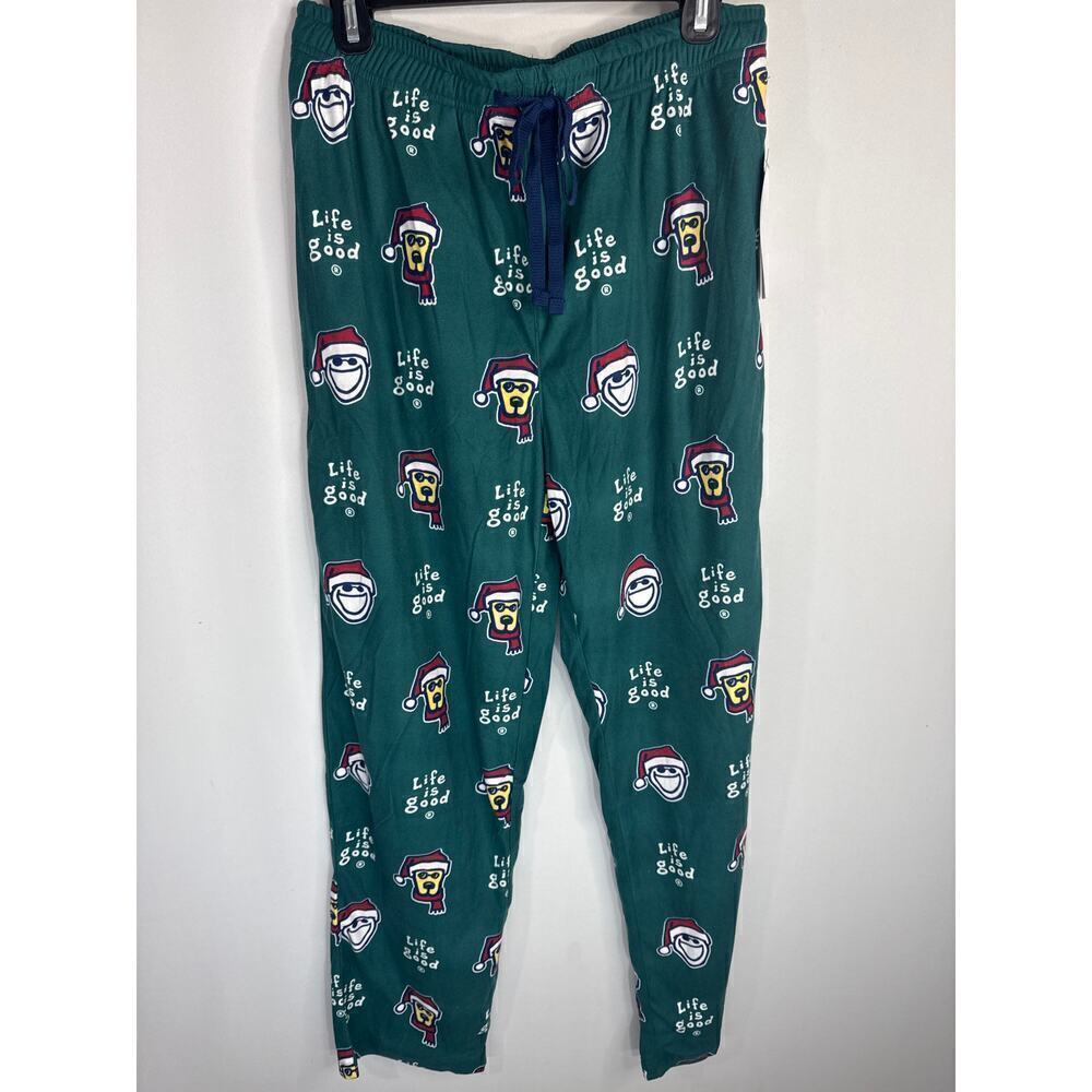 Life Is‎ Good Dog Santa Pattern Pajama Pants Men's Small NWT
